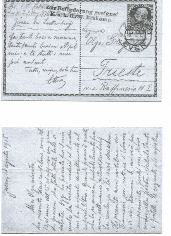 Cartolina n. 4 18.8.1915 Einjaehriger Freiwilliger Hektor Gregoretti